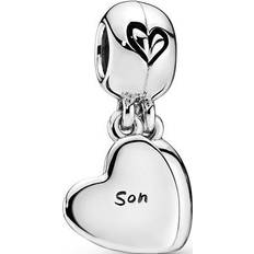 Pandora Black Jewellery Pandora Mother & Son Heart Split Dangle Charm - Silver