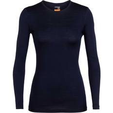 Hiking - Women Base Layers Icebreaker Women's Merino 200 Oasis Long Sleeve Crewe Thermal Top - Midnight Navy