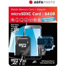 AGFAPHOTO Muistikortit AGFAPHOTO High Speed ​​Professional microSDXC Class 10 UHS-I U3 V30 A1 64GB