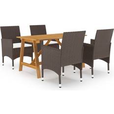 Gris Ensembles repas de patio vidaXL 3068738 Ensemble repas de patio, 1 Table incluse 4 Chaises