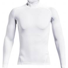 Sportswear Garment - White Base Layer Tops Under Armour Heatgear Mock Long Sleeve Baselayer Men - White/Black