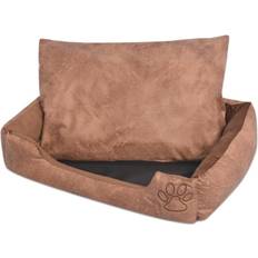 vidaXL Lit Pour Chiens Avec Coussin Cuir Artificiel PU Taille M Beige