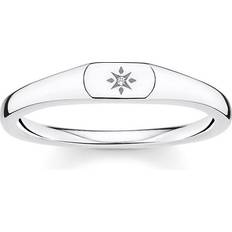 Silver Rings Thomas Sabo Charm Club Star Ring - Silver/Transparent