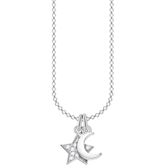 Thomas Sabo Charm Club Star & Moon Necklace - Silver/Transparent