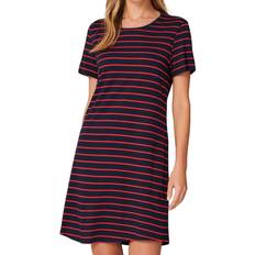 3XL Nattlinnen Schiesser Original Classics Short Nightshirt - Black/Red