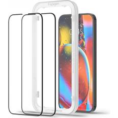 Protecteurs d'Écran Spigen GLAS.tR AlignMaster Protection d'écran pour téléphone portable couverture complète verre couleur de cadre noir (pack de 2) pour Apple