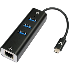 Usb 3 hub rj45 V7 USB C/3xUSB A/RJ45 M-F Adapter
