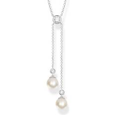 Silber Halsketten Thomas Sabo Necklace - Silver/Transparant/Pearls