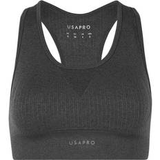 USA Pro Seamless Wide Strapped Sports Bra - Charcoal