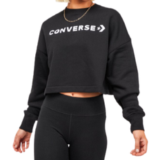 Converse Wordmark Embroidered Logo Crop Sweatshirt - Black