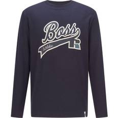 HUGO BOSS x Russell Athletic Exclusive Logo & Personalisation Pima-Cotton Long-Sleeved T-shirt Unisex - Dark Blue