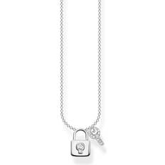 Thomas Sabo Halsband Thomas Sabo Lock with Key Necklace - Silver/Transparent