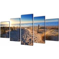 vidaXL Set Sand Beach Framed Art 200x100cm
