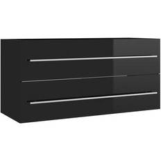 1 Muebles de Baño para Lavabos Individuales vidaXL Armario Para Lavabo Madera Contrachapada Negro 100 x 38.5 x 48 cm