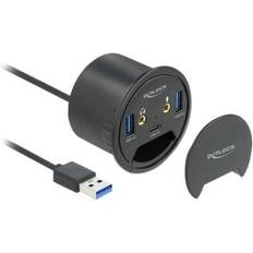 Delock in desk hub DeLock USB A-2x3.5mm/2USB A/USB C M-F Adapter