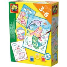 Plastic Paint SES Creative Colouring Aqualine Glitter Cards