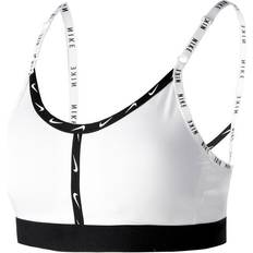 Nike Dri-Fit Indy Light-Support Padded Logo Tape Sports Bra - Black/White/White