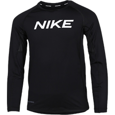 Spandex Top Nike Kid's Pro Long-Sleeve Training Top - Black/White