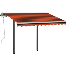 vidaXL Tenda Da Sole Retrattile Manuale Pali 3 x 2.5 m Arancione Marrone 300x250cm