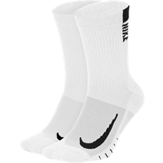 Dame - Hvite - Løping Klær NIKE Multiplier Crew Socks 2-pack Unisex - White/Black