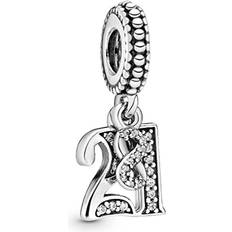 Jewellery Pandora 21st Celebration Dangle Charm - Silver/Transparent