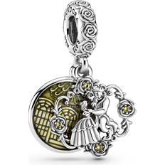 Crystal Charms & Pendants Pandora Disney Beauty And The Beast Dancing Dangle Charm - Silver/Yellow