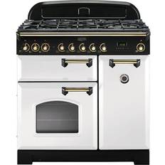 90cm Gas Cookers Rangemaster CDL90DFFWH/B Classic Deluxe 90cm Dual Fuel White