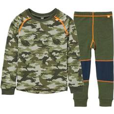 Camouflage Svedundertøj Børnetøj Helly Hansen Kid's Graphic Lifa Merino Base Layer Set - Utility Green (48175-431)