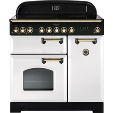 90cm - Dual Fuel Ovens Ceramic Cookers Rangemaster CDL90ECWH/B Classic Deluxe 90cm Electric Ceramic White