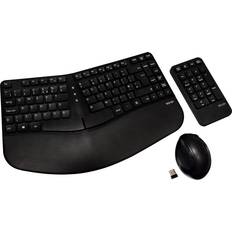 V7 CKW400UK Ensemble De Clavier Souris Et Pavé Numérique Sans Fil 2.4 GHz R.-U. Noir