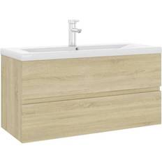 vidaXL Mobile Con Lavabo Integrato Bianco Lucido In Legno Multistrato