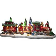 Julbyar med belysning Konstsmide Train Carriages Multicolour Julby 48cm