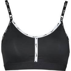 Nike Dri-Fit Indy Light-Support Padded Logo Tape Sports Bra - Black/White