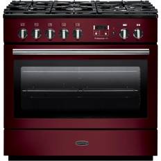 5 Burners - 90cm Cookers Rangemaster PROP90FXDFFCY/C PROFESSIONAL PLUS FX 90cm Dual Fuel Cranberry Red