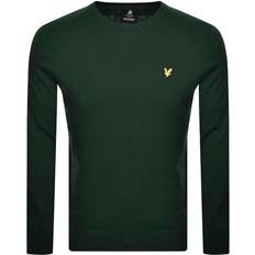 Lyle & Scott Maglione Girocollo in Cotone Merino Pullover Giallo/Verde Scuro