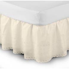 Polyester Valance Sheets Belledorm Easy Fit Broidery Anglaise Valance Sheet Beige, Yellow (191x137cm)