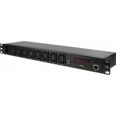 LogiLink PDU8P01, Overvåget, 1U, Sort, 8 AC stikkontakt(er) C13 forbinder, C20 forbinder