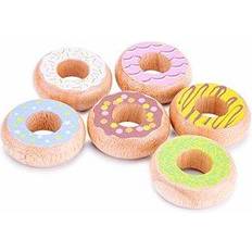 Food Toys New Classic Toys 10629 Wooden Pretend Play Kids Donuts Set Cooking Simulation Educational Color Perception Toy for Preschool Age Toddlers Boys Girls