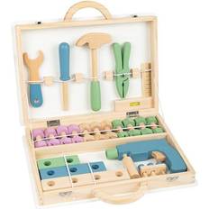 Role Playing Toys Small Foot 11505 Scandinavian Toolbox, Made of Wood, Screw Set, 32 Pieces Toys, Multicolored