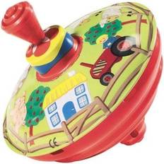 Plastica Giocattoli per la Sabbia Lena 52412 tin Toys Humming Farm Yard Ø 13 cm, Spinning, Classical Pump Action, Metal top with Animal Motif, for Children from 18 Months