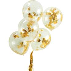 Muovi Lateksipallot Ginger Ray Latex Ballons Confetti Star Transparent/Gold 5-pack