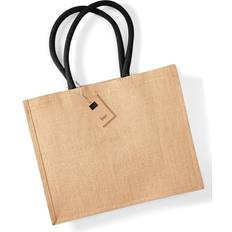 Jute Fabric Tote Bags Westford Mill Classic Jute Shopper - Natural/Black