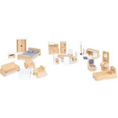 Pinolino Jouets Pinolino Meubles pour maison de poupée, 20 pièces naturel/blanc