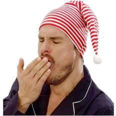 Rot Weihnachtsmannmützen Widmann Night Santa Hat Striped with Pompom