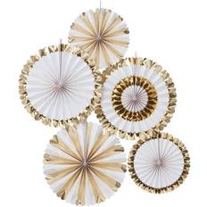 Decor Fan White/Gold 5-pack