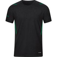 Elastan T-Shirts JAKO Challenge T-shirt Unisex - Black Melange/Sport Green