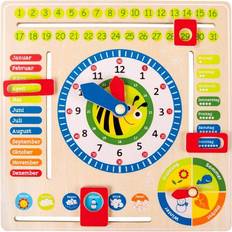 Small Foot Aktivitätsspielzeuge Small Foot 4765 wooden learning clock "busy bee" learning board for date, time and seasons