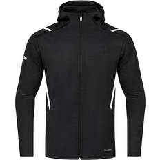 JAKO Kid's Challenge Hooded Leisure Jacket - Black Melange/White