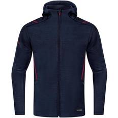 JAKO Challenge Hooded Leisure Jacket Unisex - Seablue Melange/Maroon