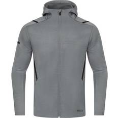 JAKO Challenge Hooded Leisure Jacket Unisex - Stone Grey Melange/Black